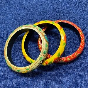 Set of three wooden bangles.